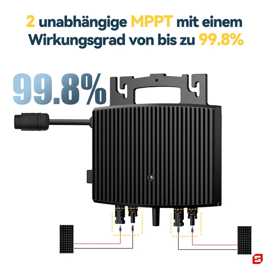 Homepow EST-800W Mikrowechselrichter – 800W Solar Wechselrichter mit Dual-MPPT, IP67 & App für Balkonkraftwerke - HomePow