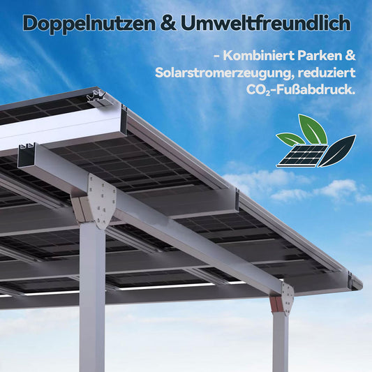 Homepow Freistehender Aluminium-PV-Carport für 2 Stellplätze - HomePow