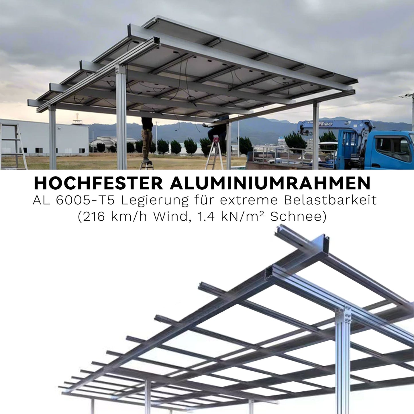 Homepow Freistehender Aluminium-PV-Carport für 2 Stellplätze - HomePow