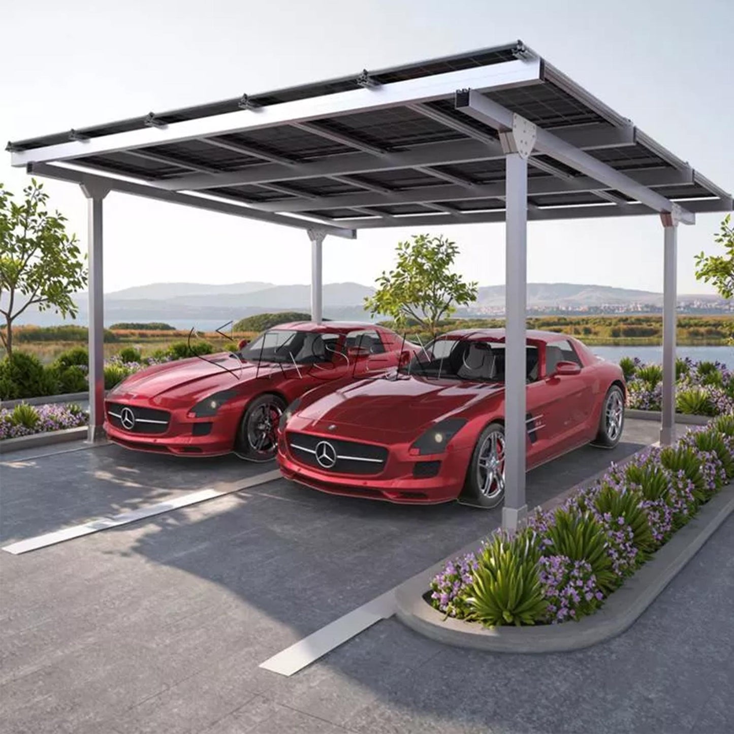 Homepow Freistehender Aluminium-PV-Carport für 2 Stellplätze - HomePow