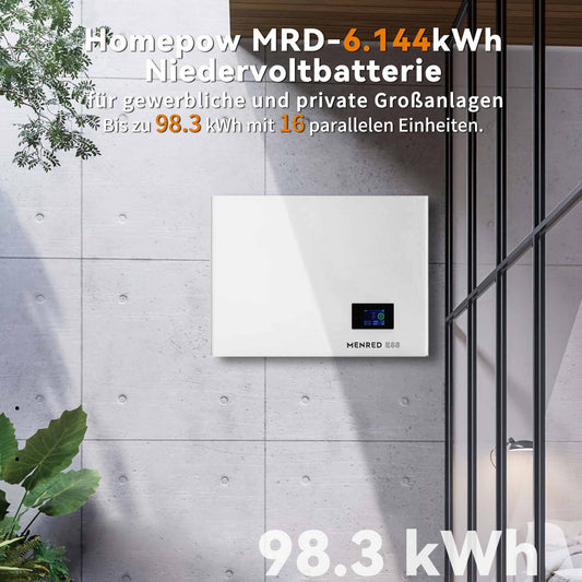 Homepow MRD-6,144kWh Niedervoltbatterie – Indoor LiFePO₄-Speicher mit Touchscreen & Multi-Protokoll - HomePow