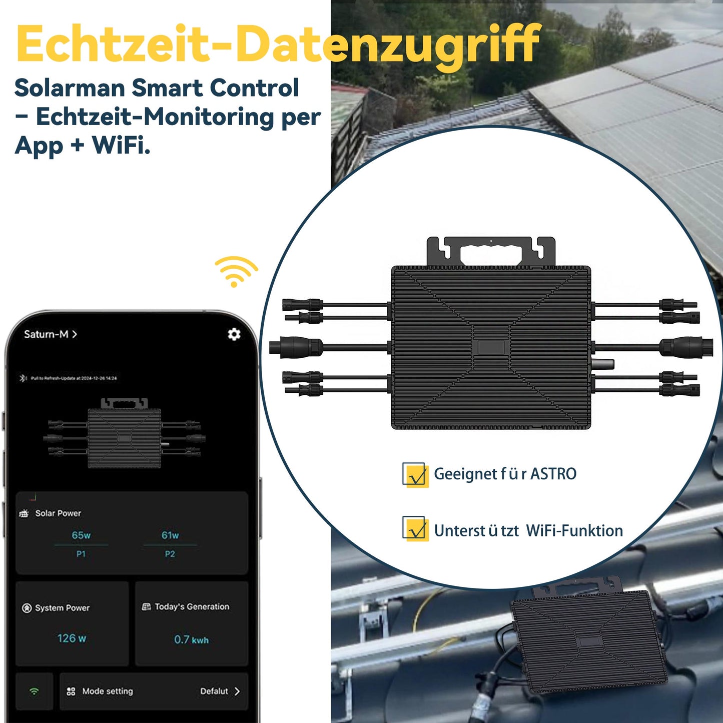 Homepow TM-1600W Mikrowechselrichter – 1600W Solar Wechselrichter mit 4×MPPT, IP67 & App für Balkonkraftwerke - HomePow