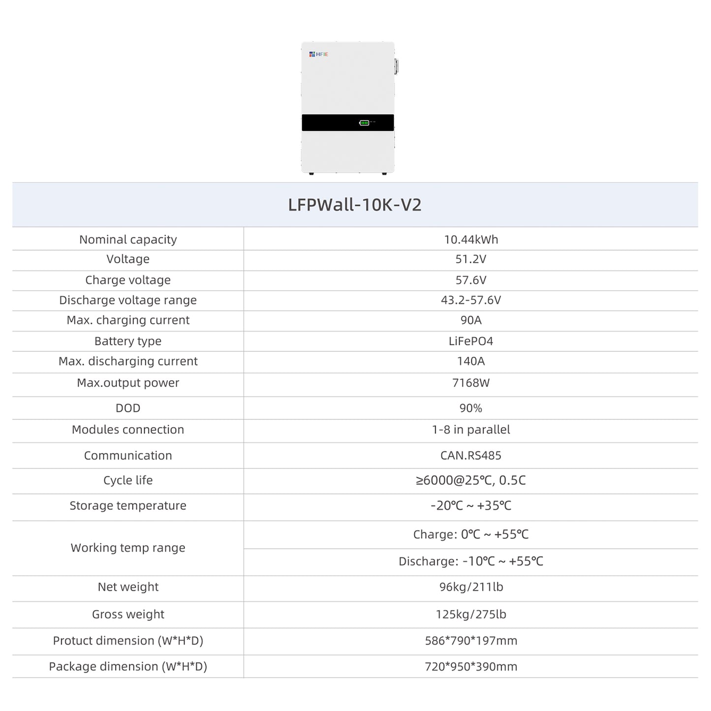 Homepow HF‑10 kWh Niedervoltbatterie – Wand- oder Bodenmontage, IP65, 6000+ Zyklen - HomePow