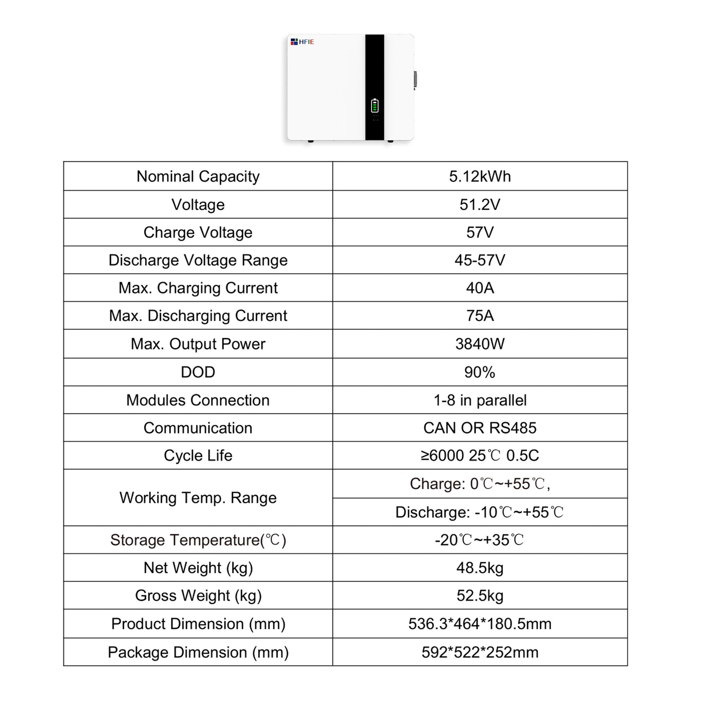 Homepow HF‑5 kWh Niedervoltbatterie – Wand- oder Bodenmontage, IP65, 6000+ Zyklen - HomePow