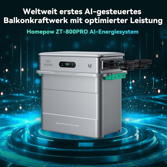 Homepow ZT-800PRO – 800 W Balkon-Energiespeichersystem mit 1,92 kWh LiFePO₄-Batterie & KI-Energiemanagement - HomePow