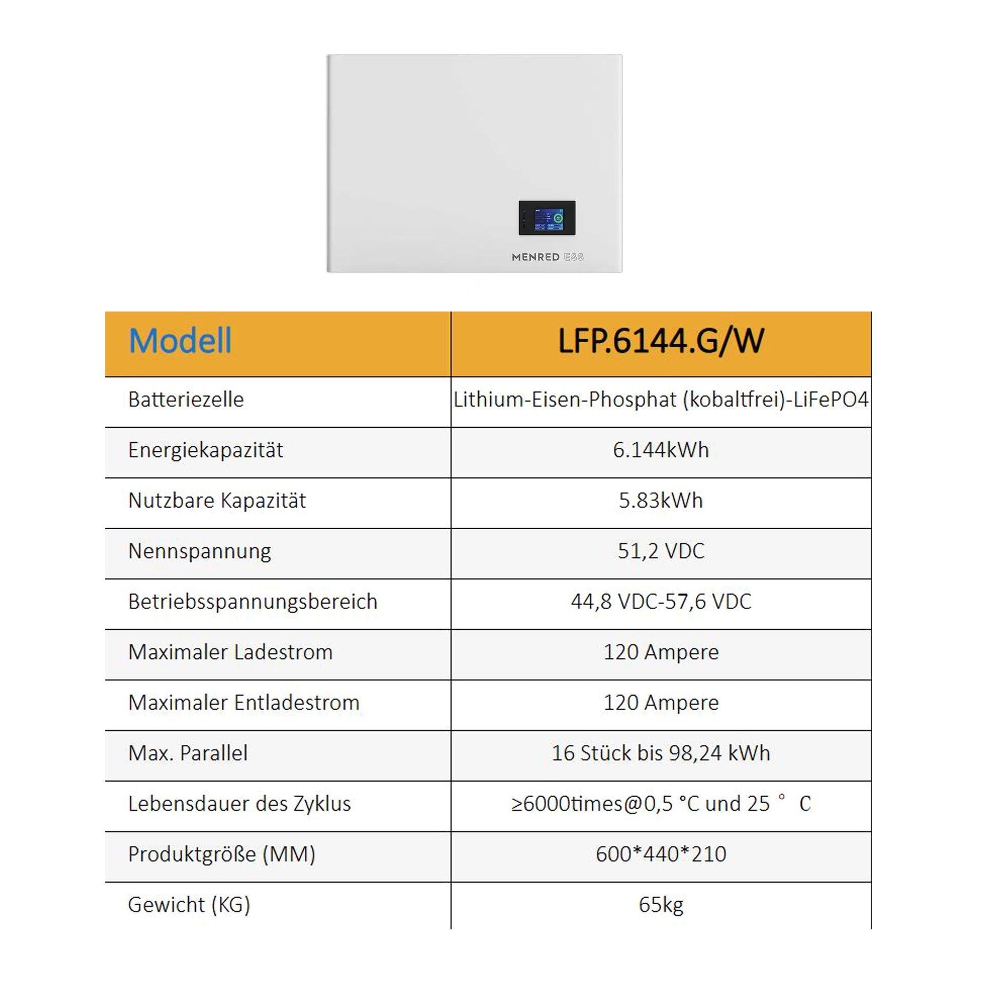 Homepow MRD-6,144kWh Niedervoltbatterie – Indoor LiFePO₄-Speicher mit Touchscreen & Multi-Protokoll - HomePow
