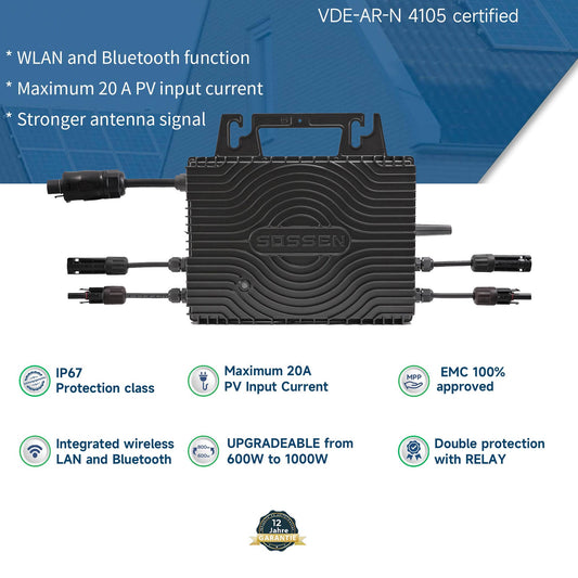 Homepow SS-800W Mikrowechselrichter – 800W Solar Wechselrichter mit Dual-MPPT, IP67 & Echtzeit-App für Balkonkraftwerke