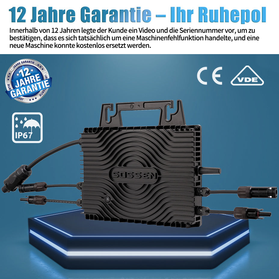 Homepow SS-800W Mikrowechselrichter – 800W Solar Wechselrichter mit Dual-MPPT, IP67 & Echtzeit-App für Balkonkraftwerke