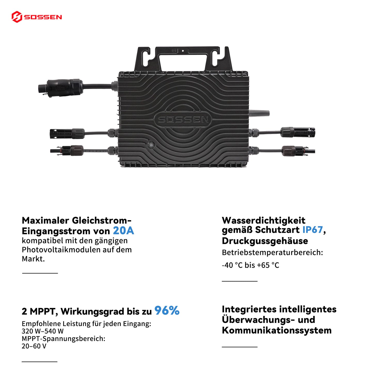 Homepow SS-800W Mikrowechselrichter – 800W Solar Wechselrichter mit Dual-MPPT, IP67 & Echtzeit-App für Balkonkraftwerke