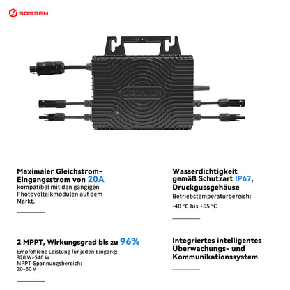Homepow SS-800W Mikrowechselrichter – 800W Solar Wechselrichter mit Dual-MPPT, IP67 & Echtzeit-App für Balkonkraftwerke