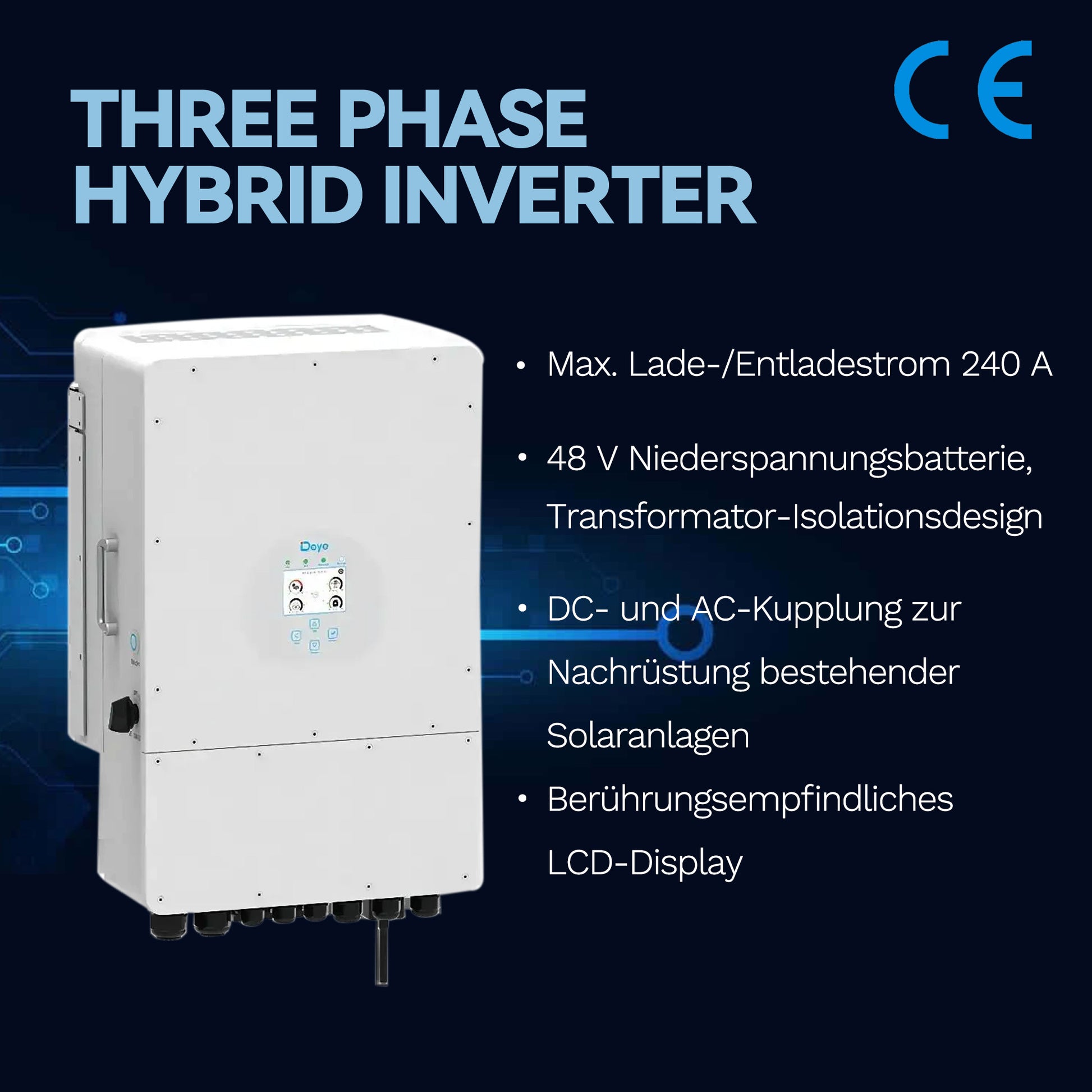 Homepow SUN-10kW Hybrid-Wechselrichter – Dreiphasiger 10 kW Solarwechselrichter mit Dual-MPPT & 48 V Batteriesystem - HomePow