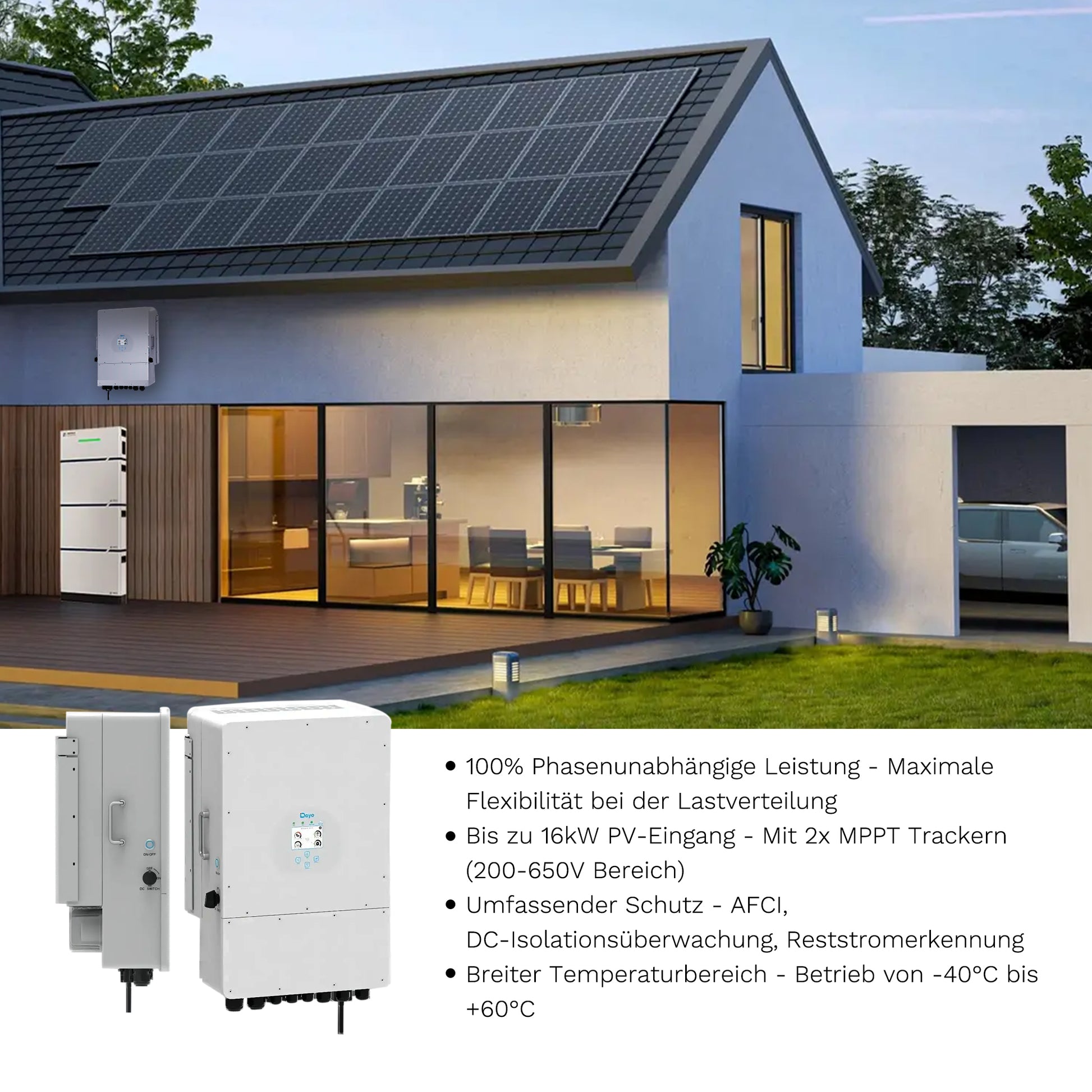 Homepow SUN-10kW Hybrid-Wechselrichter – Dreiphasiger 10 kW Solarwechselrichter mit Dual-MPPT & 48 V Batteriesystem - HomePow