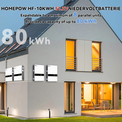 Homepow HF‑10 kWh Niedervoltbatterie – Wand- oder Bodenmontage, IP65, 6000+ Zyklen - HomePow
