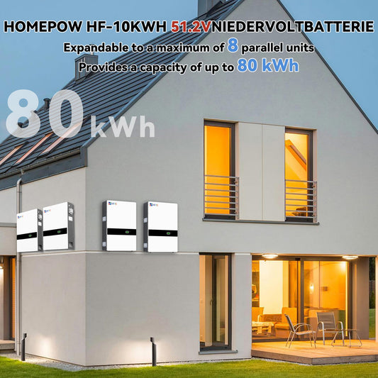 Homepow HF‑10 kWh Niedervoltbatterie – Wand- oder Bodenmontage, IP65, 6000+ Zyklen - HomePow