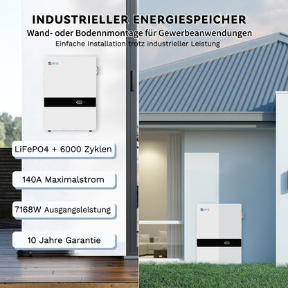 Homepow HF‑10 kWh Niedervoltbatterie – Wand- oder Bodenmontage, IP65, 6000+ Zyklen - HomePow