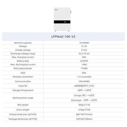 Homepow HF‑10 kWh Niedervoltbatterie – Wand- oder Bodenmontage, IP65, 6000+ Zyklen - HomePow