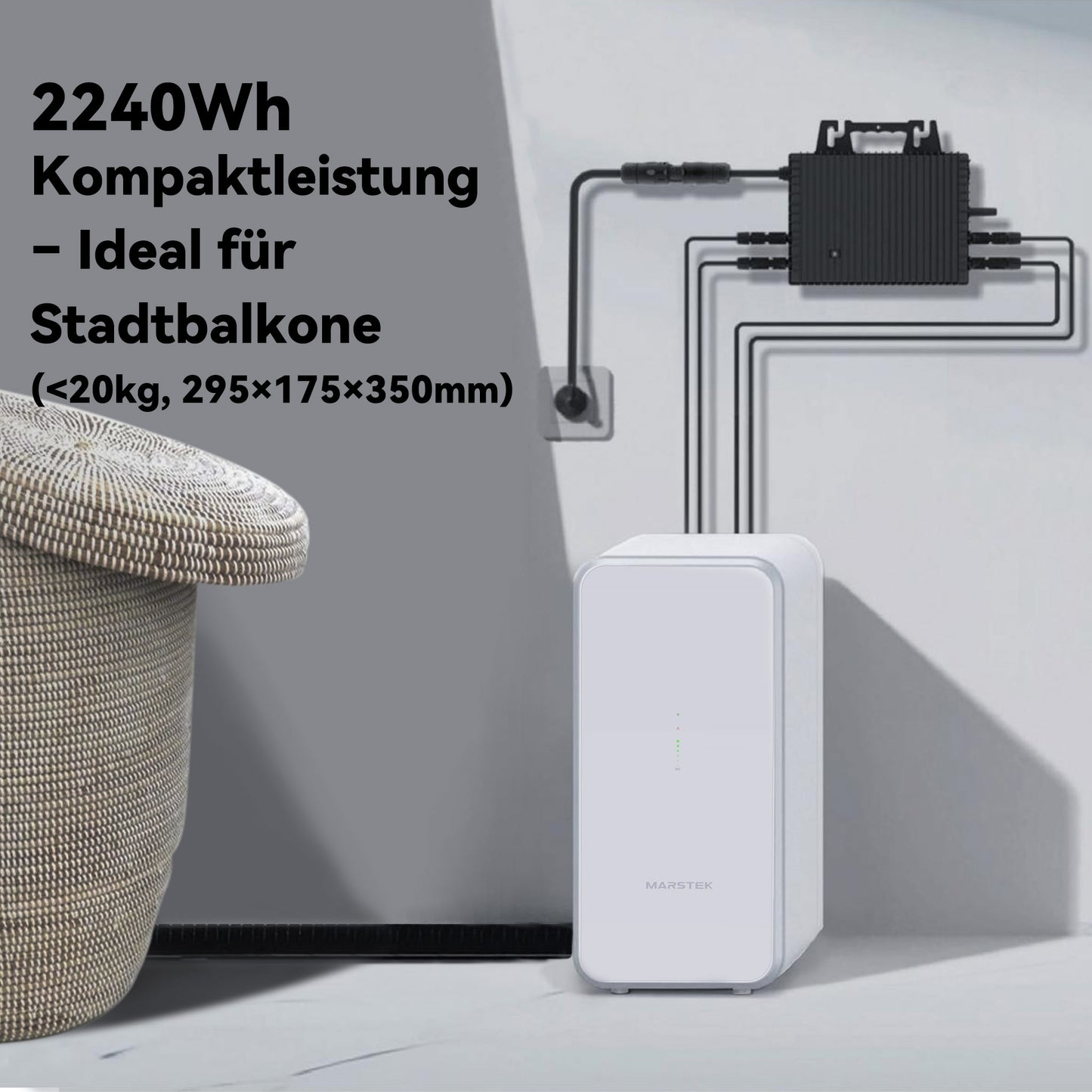 Homepow SS-2,24KWH Balkonbatterie – 2.24kWh LiFePO₄ Speicher für Balkonkraftwerke mit IP65 & App-Steuerung