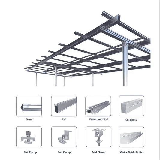 Homepow freistehende PV-Carport-Stützkonstruktion aus Aluminium - HomePow