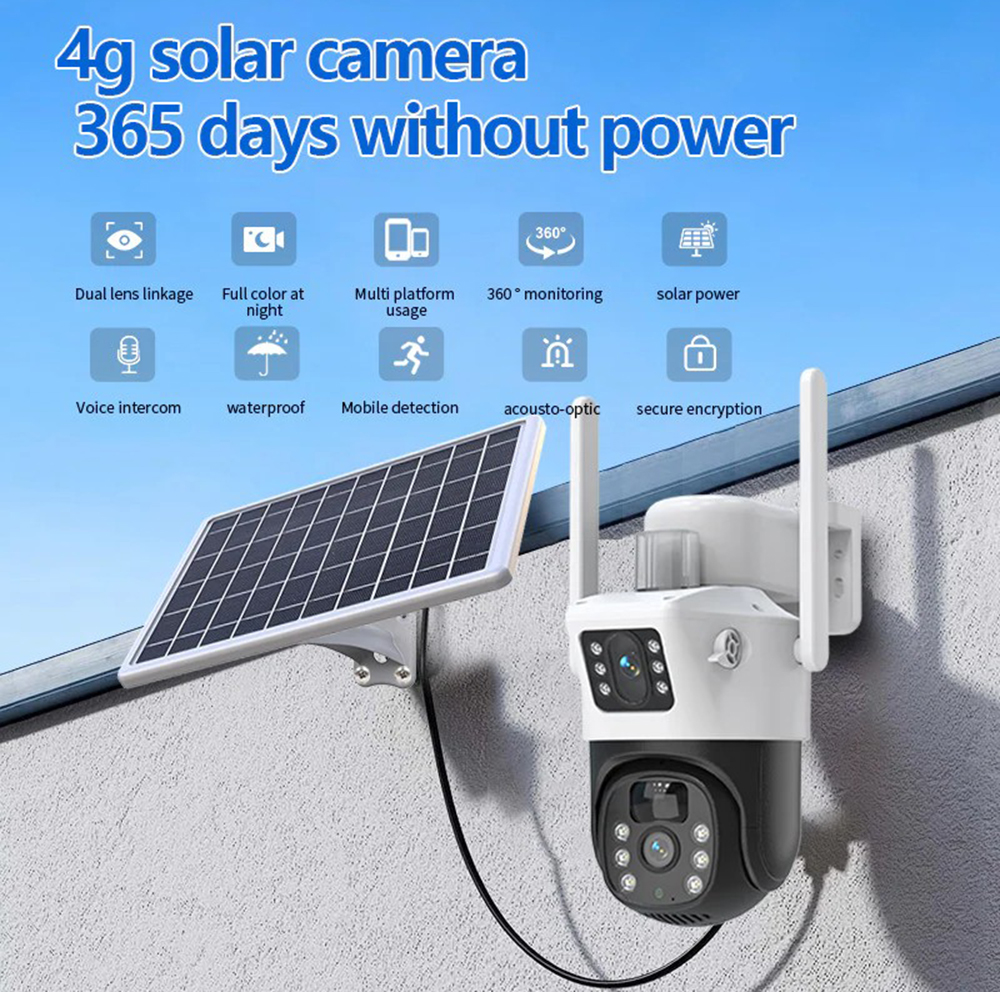 Q15 Dual-Objektiv Solar-Überwachungskamera Großhandel 10 Stk./Karton - HomePow